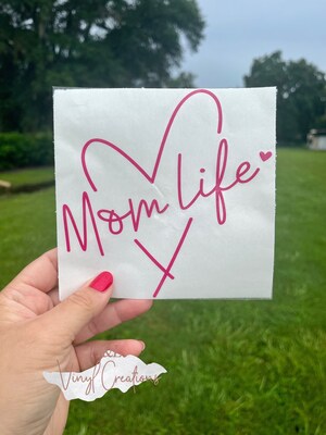 Mom life vinyl decal, Heart decals for car, Vinyl decal sticker, Mom car decal, Mama decals, Car decal - image3